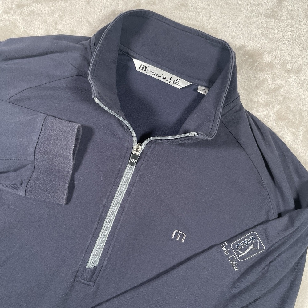 Travis Mathew 1/4 Zip Pullover TPC Twin Cites Mens XL Blue Pockets PGA